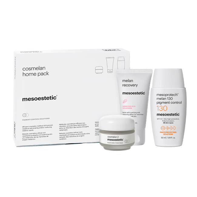 Cosmelan Home Pack by Mesoestetic – maintenance kit with Cosmelan 2, Melan Recovery, and Melan 130+ SPF